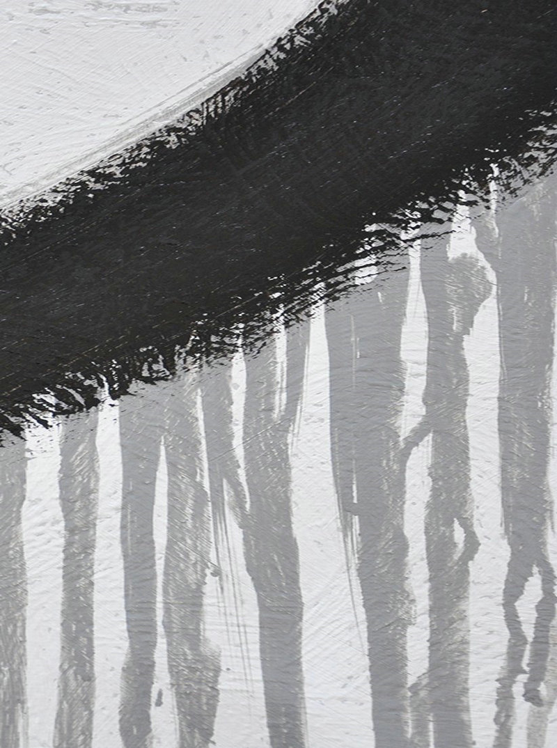 Hand Painted Extra Large Abstract Painting,Minimalist Drip Painting On Canvas, Black, White, Grey - Hand Paint Abstract Painting